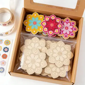 10 Wooden Petal Decorations, DIY Hand Painted, Unfinished Wood, Includes 12 Watercolor Pencils, Home Decor, Wedding, Holiday Decor