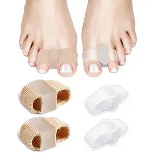 4Pcs Toe Separators for Bunion Correction, Big Toe Straightener Elasticity Hammer Bunion toe Corrector Toe Spacers for Feet Women Men Toe Correct, with 2 Loops (2 Nylon+2 Gel).