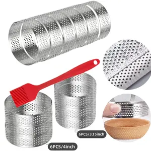 12-piece tower-shaped baking mold set, 3.15/4-inch perforated tower-shaped mold set (made of stainless steel), cake mold, metal mold, used for baking and cooking pastries, small fruit tart crust, diameter 8/10.14 centimeters.