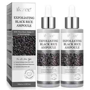 ikzee Black Rice Exfoliating Ampoules 100ml x 2 bottles Exfoliating Duo Exfoliate Nourish Bundle. A gentle daily scrub for face and body, it brightens and removes dead skin cells from all skin types. Ideal for daily skincare.