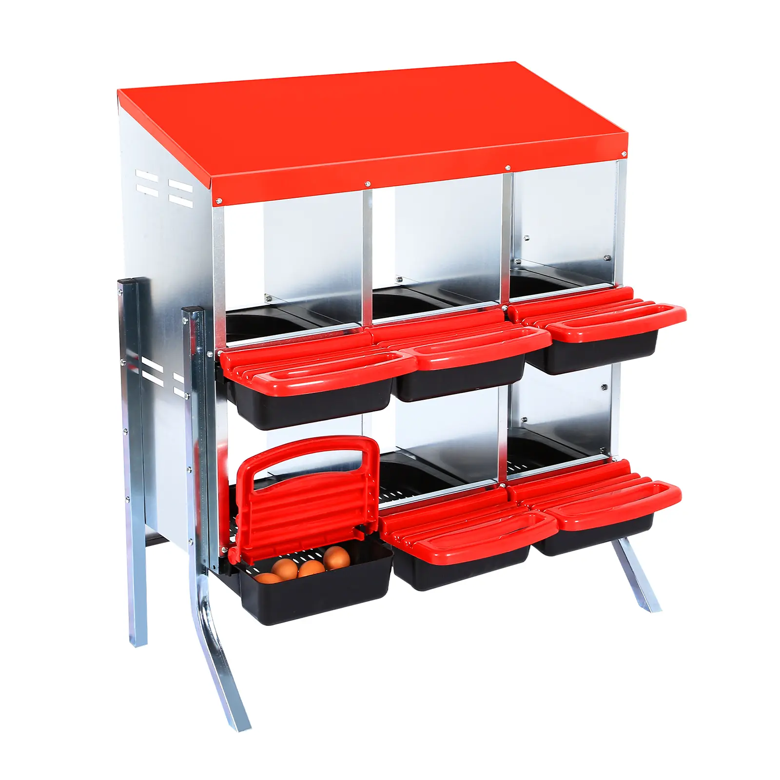 (with bracket legs, red) 6 compartment egg laying box
