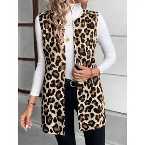 Women’s sleeveless retro leopard-print slim-fit vest cardigan, women’s casual fashion top, fashionable summer outfit GARMENTARY