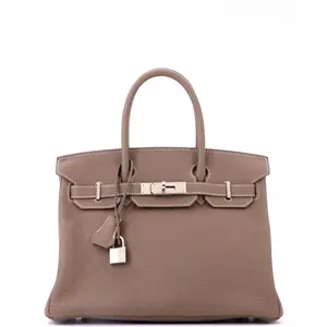 Pre-owned HERMÈS Leather Tote Bags REBAG Hermes Birkin Handbag Grey Togo with Palladium Hardware 30 by Rebag