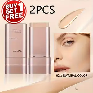 2pcs (2-In-1) Concealer And Foundation Stick - Waterproof And Sweatproof Full Coverage And Powder Duo, Medium/Beige Shades for Dark Circles, All Beige Types (Creamy And Powder Formula)