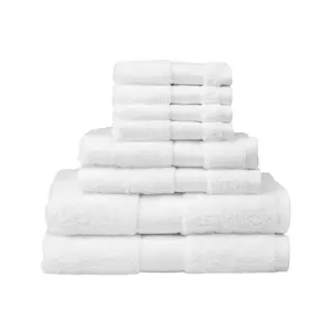 Luxury Cotton Bath Towel Set 8 Piece Hotel Soft Towels 600 GSM 2 Bath Towels 2 Hand Towels 4 Washcloths White Home Goods Beach