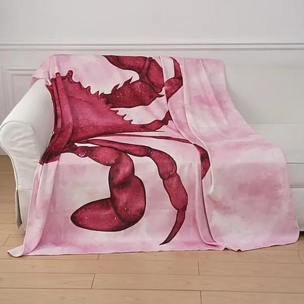 Concierge Collection Oversized Crab Printed Plush Throw