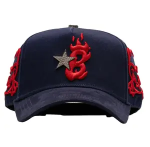 Barbas Hats B Star Azul Navy Red Embroidered Baseball Cap with Complimentary Thank You Card Adjustable Curved Brim Streetwear Unisex Fashion Hat Gift Set