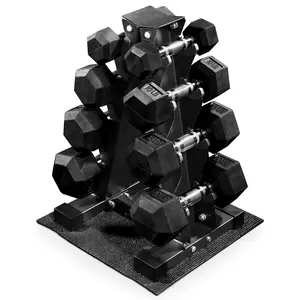 BalanceFrom Dumbbell Set with Stand, Rubber Encased Home Gym Hand Weights, 100lb BalanceFrom Dumbbell Set with Stand, Rubber Encased Home Gym Hand Weights, 100lb
