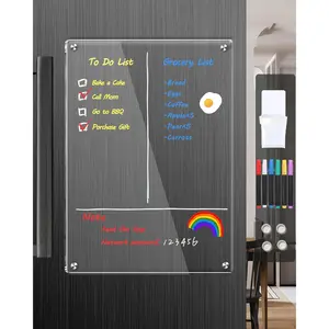 Clear Acrylic Magnetic Dry Erase Board for Fridge, 12"x8" Magnetic Weekly Planner Calendar Whiteboard for Refrigerator Includes 6 Colors Markers