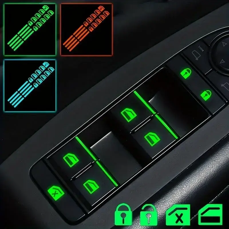 2026 New Fluorescent Car Decals Stickers for Car Door Handle Button Switch Window Lift Stickers Car Gadgets Accessories