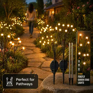 Transform Your Backyard! Solar Firefly Lights 2/4/8 Pack, Waterproof Auto Glow Pathway Decor (Best Value Pack)