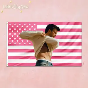 Jonathan Bailey Pink Flag Tapestry – Aesthetic Personalized Fan Art Wall Hanging, Custom Pink American Flag Decor for Bedroom, Dorm & Perfect Gift for Fans & Collectors