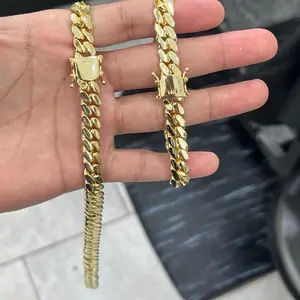 Cuban Link chain and bracelet 10mm gold bonded