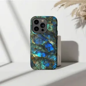 Labradorite Glow Mineral Case for IP Phone 17/16/15/14/13/12/11/X – Iridescent Crystalcore Earth Design – Soft Shockproof Cover