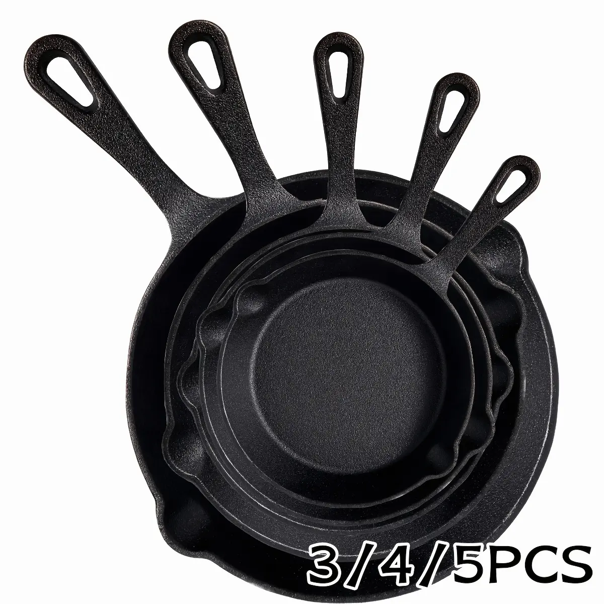 Cast Iron Skillet, Cast Iron Frying Pan Uncoated Set, Frying Pan with Drip Spout, Heavy Duty Pan Cookware, Household Pans, Kitchen Accessories, Home Cooking, Suitable for Frying, Stir-Frying, Cooking, Baking