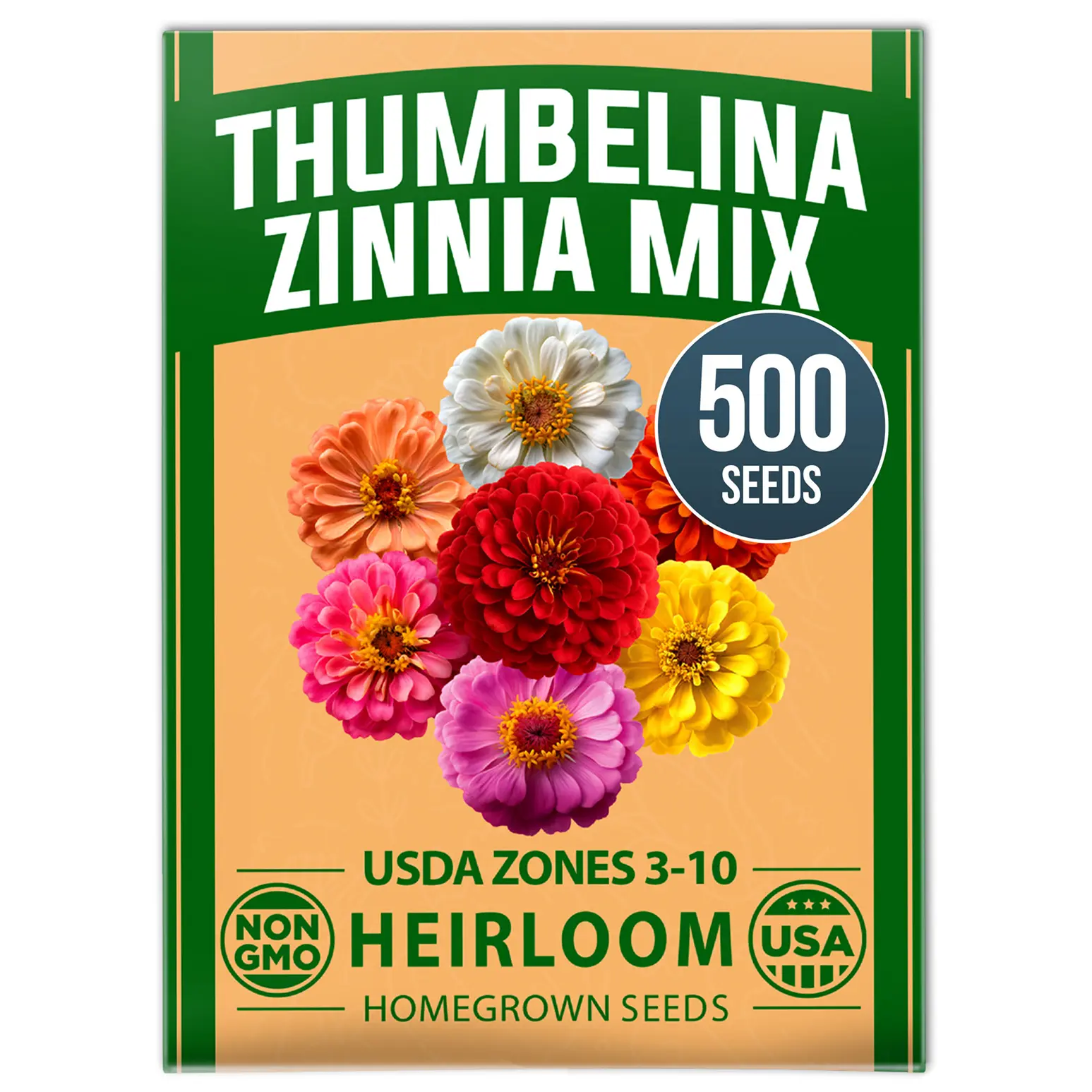 Zinnia Thumbelina 500 Seeds (1g) – Dwarf Zinnia for Planting 2026, Spring Flower Seeds to Plant Outside, Easy Summer Garden Bloom for Containers & Borders