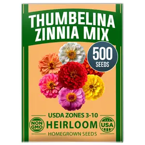 Zinnia Thumbelina 500 Seeds (1g) – Dwarf Zinnia for Planting 2026, Spring Flower Seeds to Plant Outside, Easy Summer Garden Bloom for Containers & Borders