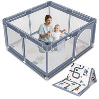Grey Playpen  With Anti-Slip Mat