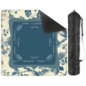 Blue Floral Mahjong Mat 31.5 x 31.5 - For Enhancing Game Night Experience