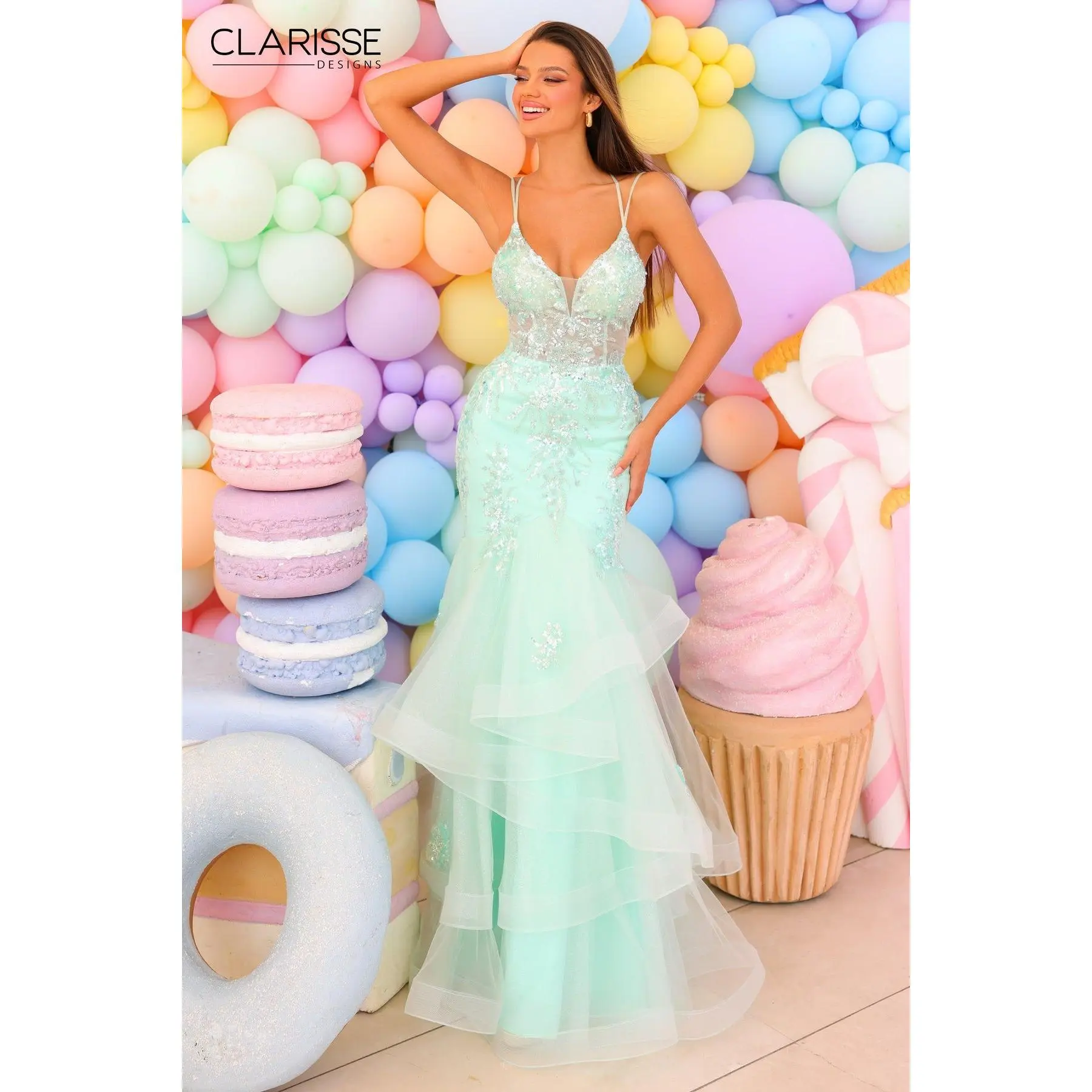 Clarisse -810816 Sequin Tulle Corset Prom Gown