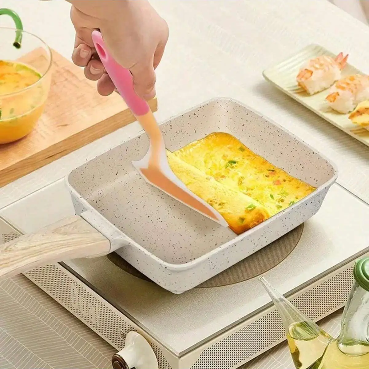 Okja Frying Pan, Non-Stick Coating Rectangular Baking Pan, Durable Cookware for Cooking & Baking, Perfect for Home Kitchen Use