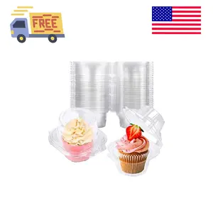 50 Pack Plastic Individual Cupcake Containers