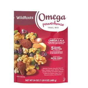 WildRoots Omega Powerhouse Trail Mix 24 oz - Delicious Variety of Premium Nuts Fruits Granola Protein Chocolatey Chips Non-GMO Source of Omega-3 ALA Dried Snack