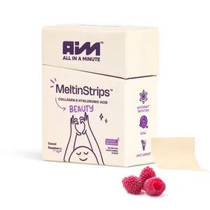 MeltinStrips - Vegan Collagen Oral Strips - 100mg Collagen Peptides + 20mg Hyaluronic Acid+30mg Resveratrol, Healthy Bones, Joints, Skin Elasticity & Hydration, No Sugar, Raspberry Flavor - Edible Skincare - 30 Strips