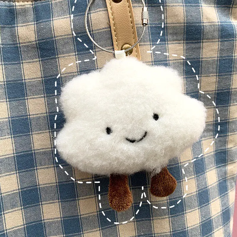 Cute cloud plush pendant, smiley face expression bag doll school bag keychain pendant, warm heal keychain decorative small items, school bag shoulder crossbody pendant, fashionable small exquisite cute pendant doll, Cute Charms Keychain, Keychain Kawaii