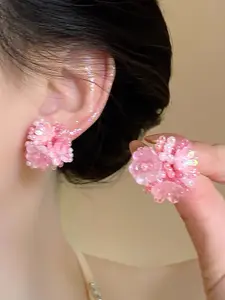 Elegant Flower Beaded Earrings for Women, Spring Summer Unique Design, Gentle and Sweet, Perfect for Daily Wear, Parties, and Events