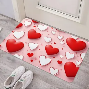 Valentines Day Mothers Day 3D Red Heart Pattern Diatom Mud Bath Mat Super Absorbent Quick Drying Floor Rug Non Slip Indoor Entryway Doormat Romantic Gift For Mom Wife Home Decor