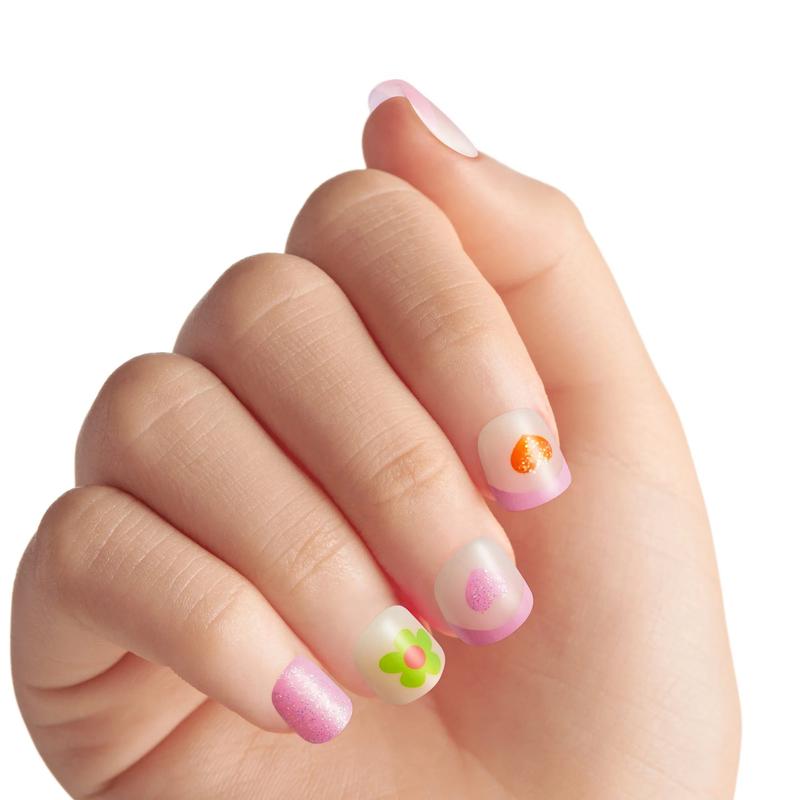Impress Kids Press on Nails, Fairy Song, Pink, Kids Squoval, 20 Count