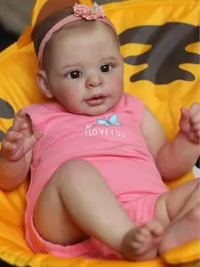 Lovely Jaylan Doll 23 Inch Hand-Painted Reborn Toddler Doll Realistic Details Soft Cloth Body Vinyl Limbs Full Feeding Set For Collectors Kids 3+