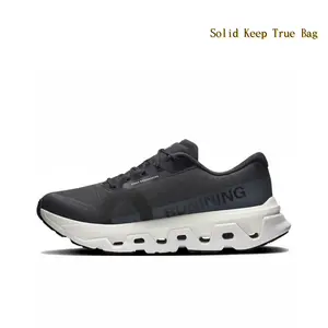Black & Off-White Knit Mesh Running Shoes, Non-Slip Geometric Hollow-Sole Athletic Sneakers, Breathable Cushioned Footwear for Hiking, Jogging & All-Day Casual Wear