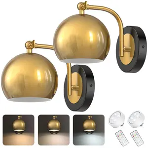 【Popular Pick】 Glitnous Iron Wall Light or Brass Arm Globe Wall Lamp with Night Light – Set of 2, Perfect for Home Décor and Ambient Lighting
