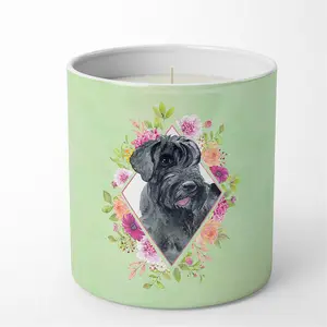 Carolines Treasures  10 oz Giant Schnauzer Green Flowers Decorative Soy Candle