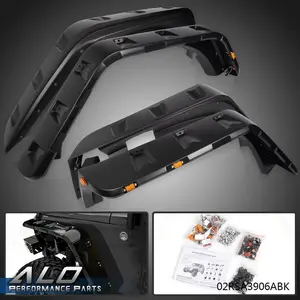 FIT FOR 07-18 JEEP WRANGLER JK POCKET RIVET STYLE FENDER FLARES W/ LED SIDE