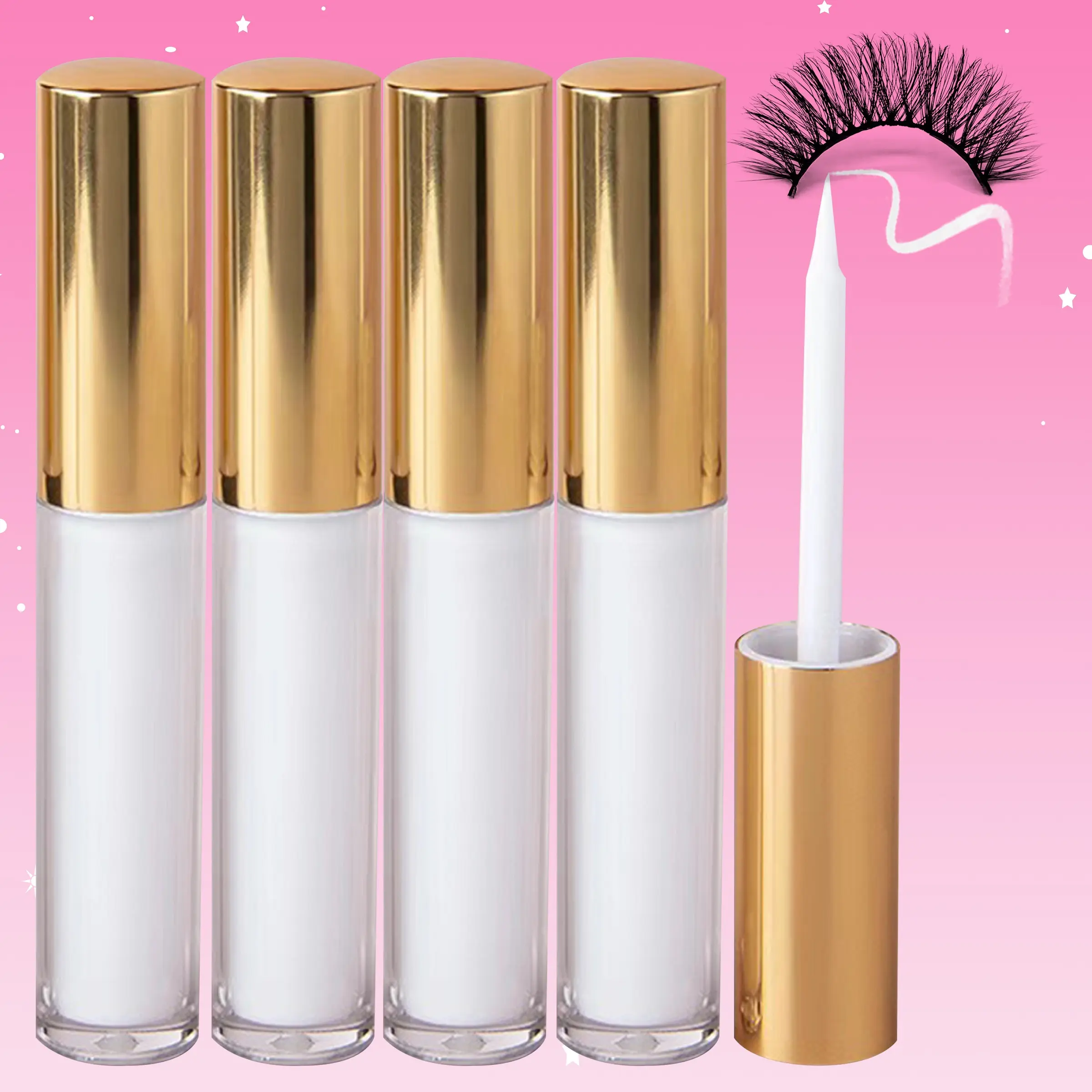 Waterproof Long Lasting Eyelash Glue, Eyelash Bond Glue, 4 Counts/set Quick Dry Eyelash Extension Glue, White False Lash Adhesive, Professional Eye Makeup Tool for Women, Cosmeitc, Cosmetic Eyelash Glue, Diy Eyelash Extensions, Diy False Eyelashes
