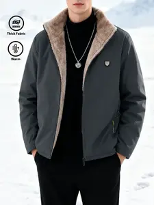 Autumn Winter Fleece Lined Thick Warm Jacket Coat, Stand Collar Casual Outerwear, Boyfriend Christmas Gifts, Gifts for Him