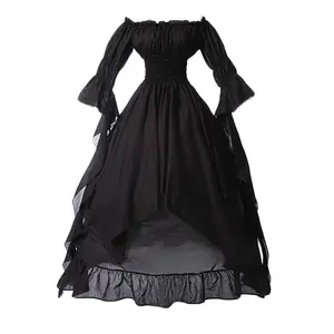 Black Polyester 5XL Women's Gothic Medieval Victorian Renaissance Dress for Cosplay Party Halloween