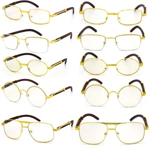 Unisex Gold Metal Frames Vintage Retro Eye Glasses Hip Hop Fashion Clear Lens