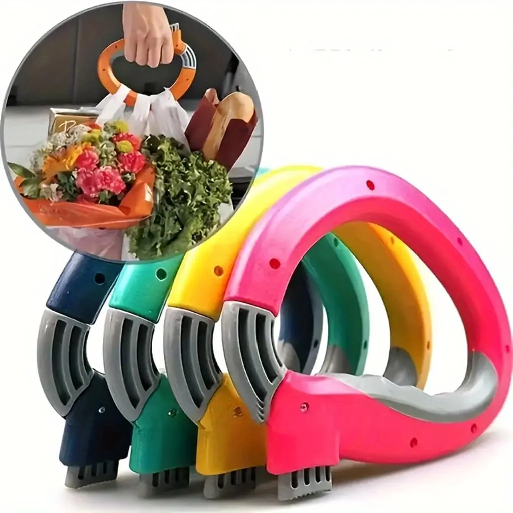 Ergonomic Bag Carrier Handle with Comfortable Grip - Modern Plastic Holder that Distributes Weight Evenly, Compact for Purses and Pockets, Grocery Shopping