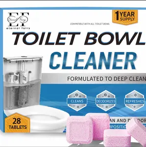 28 pieces of automatic cleaning toilet cleaner - long-lasting bleaching tablets, capable of removing dirt, deodorizing, and resisting stubborn dirt, suitable for toilet water tanks