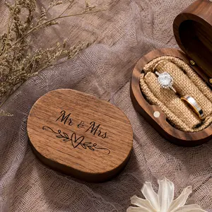 Engraved "Mr & Mrs" Ring Box, Wedding Ring Box for Proposal Engagement, Handmade Wooden Rustic Ring Holder Ring Storage Box Stocking Stuffers Her Valentine's Day Christmas Gift Thanksgiving Gift
