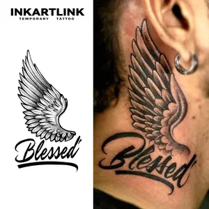 INKARTLINK Magic Tattoo 2 Sheets Crime and Punishment Series Wings Waterproof Semi-permanent Long-lasting Temporary Simple Fake Tattoo Sticker for Wings Juice Party Art Tattoos