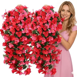 2026 Summer New 360 Pcs Large Capacity Artificial Bougainvillea Vines Premium Magenta Silk Flowers for Patio Railing Garden DIY, Ultra-Realistic Hanging Floral Arrangement for Summer Party Wedding Reception