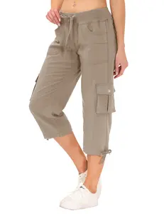 MoFiz Women's Cargo Capris Hiking Pants Lightweight Quick Dry Outdoor Athletic Travel Casual Loose Comfy Cute Pockets