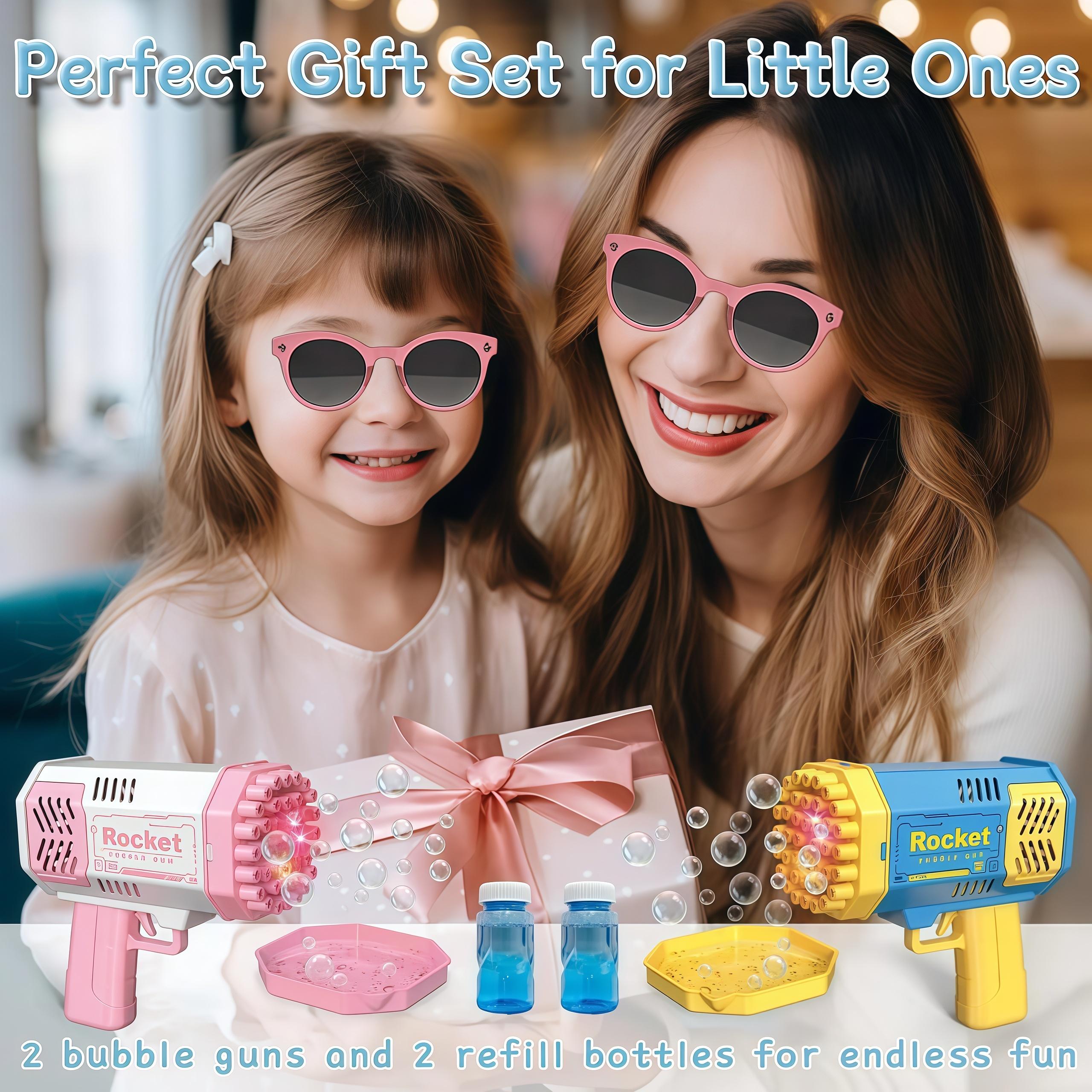 40-Hole Light-Up Bubble Gun with Bubble Solution, Fun Outdoor Indoor Bubble Toy for Kids, Perfect for Birthday Parties & Summer Play