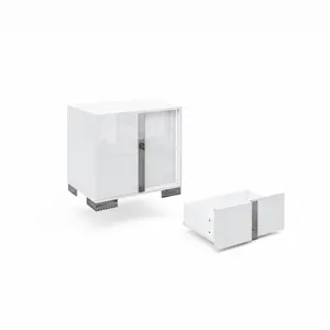 [SummerVibes]AMERLIFE Nightstand, 23.6'' Modern Bedside Table with Drawers, High Gloss UV Finish, Electroplated Pull Handle, Space-Saving for Bedroom, White
