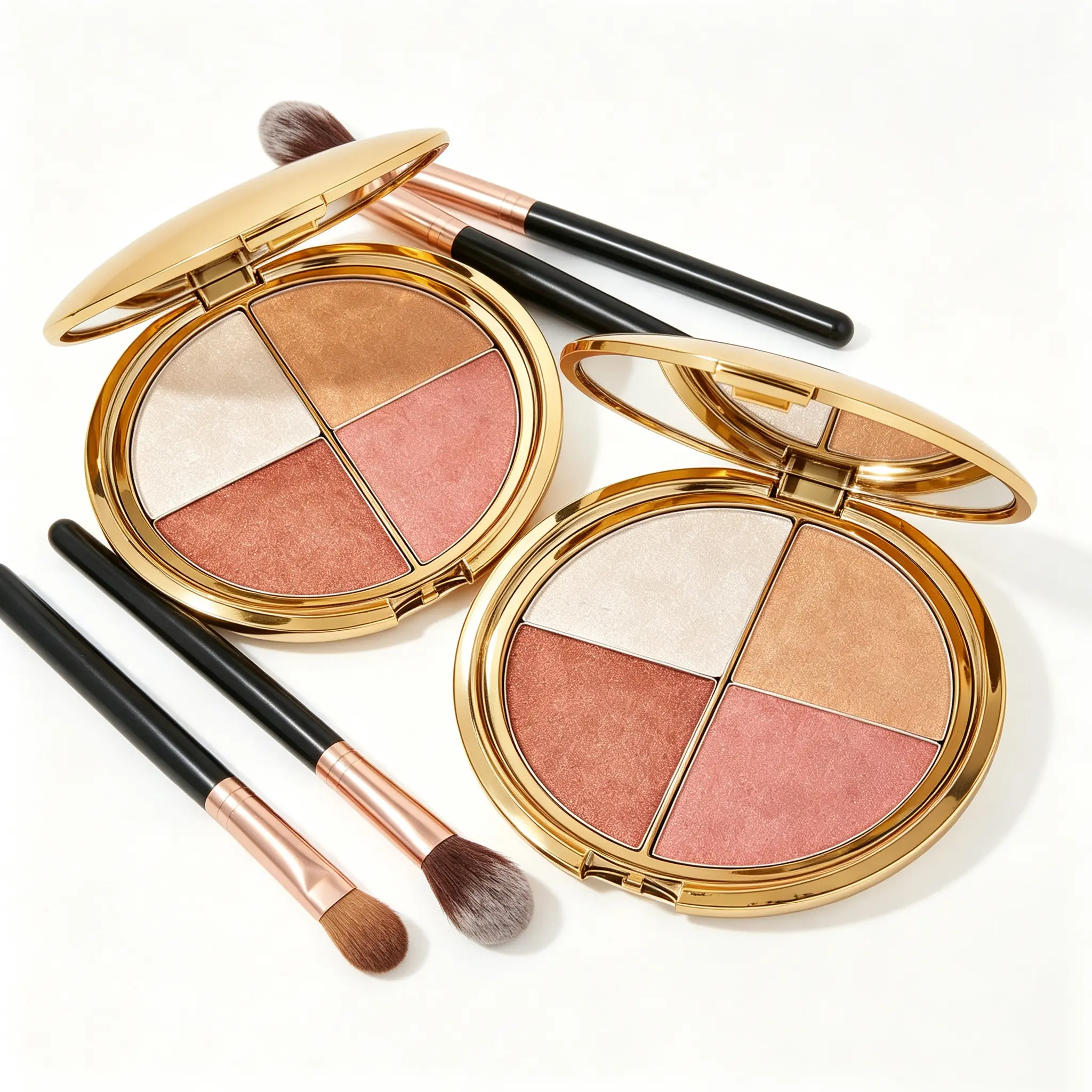 Women's Highlighter & CheekPaletteGlowjiuHighlighter&Cheek Palette with Brush, a 4-in-1Multi-FunctionalMakeupPalette forHighlighter,Eyeshadow,Blush, Contouring, andFoundation